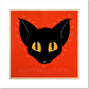 Black Cat Halloween print Posters and Art